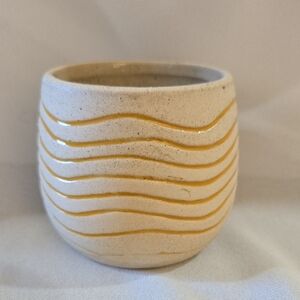 Pottery Barn Cream and Yellow Ceramic Art Piece